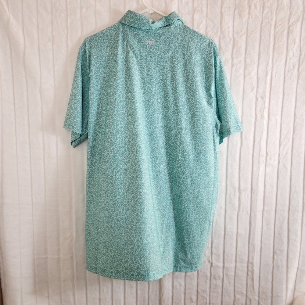 Hickey Freeman Golf Mens Teal Floral‎ Print Performance Polo Shirt Size Large L - Picture 2 of 9